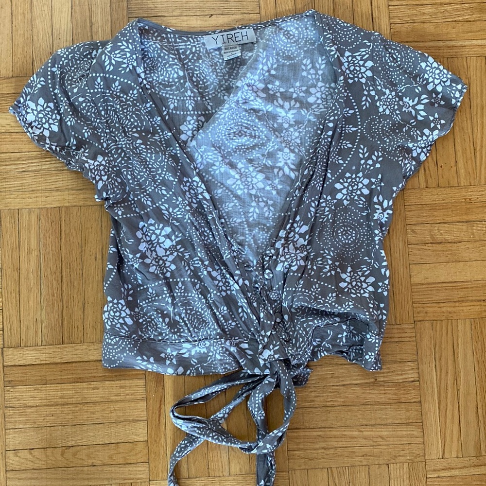 Paisley grey wrap top